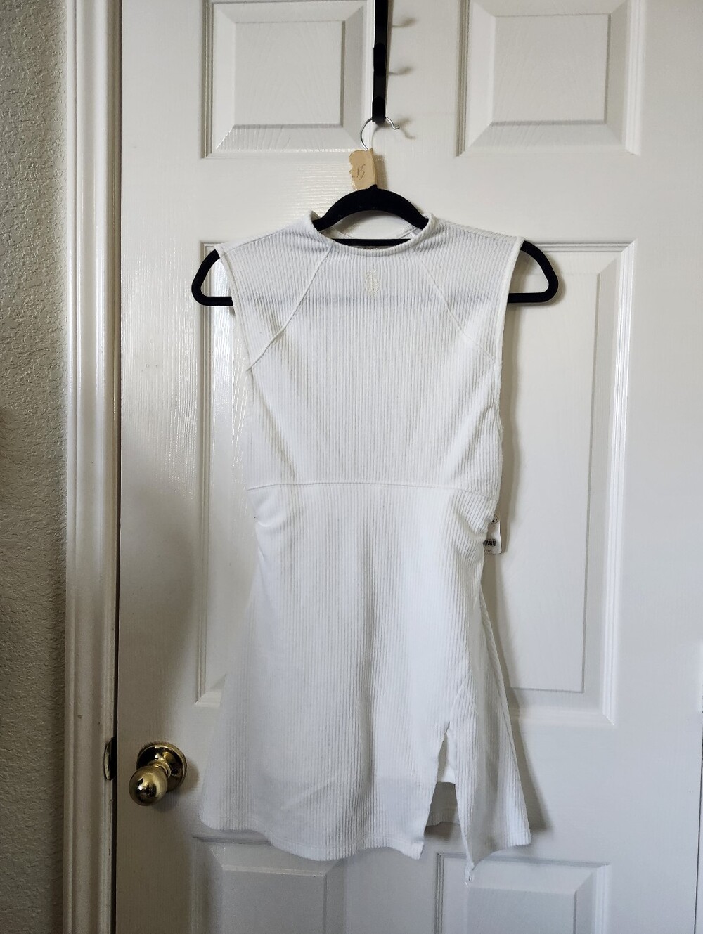 FP Movement by Free People White Ribbed Sleeveless Romper